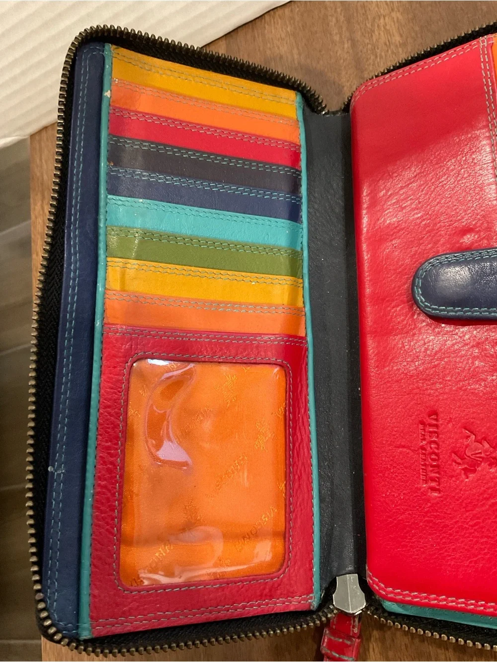 Ladies Visconti Large Real Leather Purse Wallet RFID Rainbow Colorblock